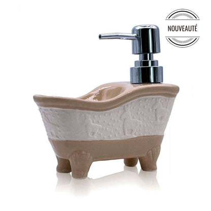 Ceramic bathtub liquid soap dispenser (beige)