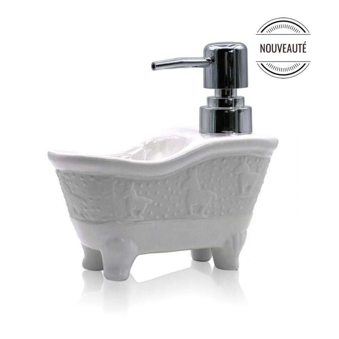 Ceramic bathtub liquid soap dispenser (white)