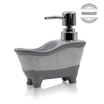 Ceramic bathtub liquid soap dispenser (gray)