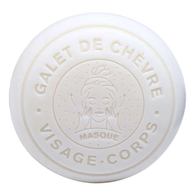 Savon galet rond visage et corp au lait de chèvre et argile blanche