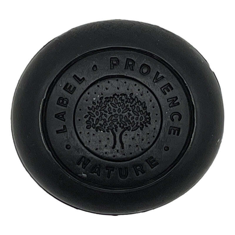 Round face and body charcoal pebble soap with organic donkey milk